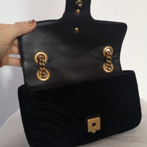 GUCCI Black Velvet Mini Marmont 2.0 Bag - Picture 5 of 15